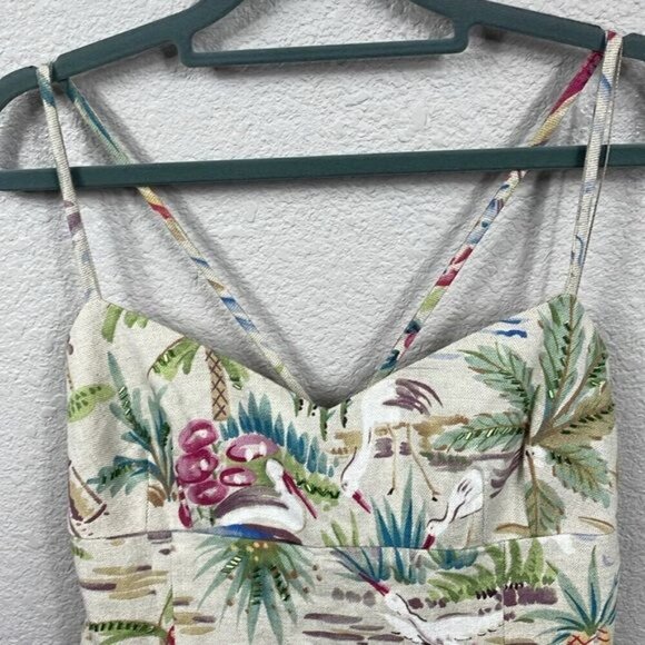 Vintage Maggie London Sweetheart Empire Waist Tropical Jungle Vacation Dress 12 - Picture 3 of 12